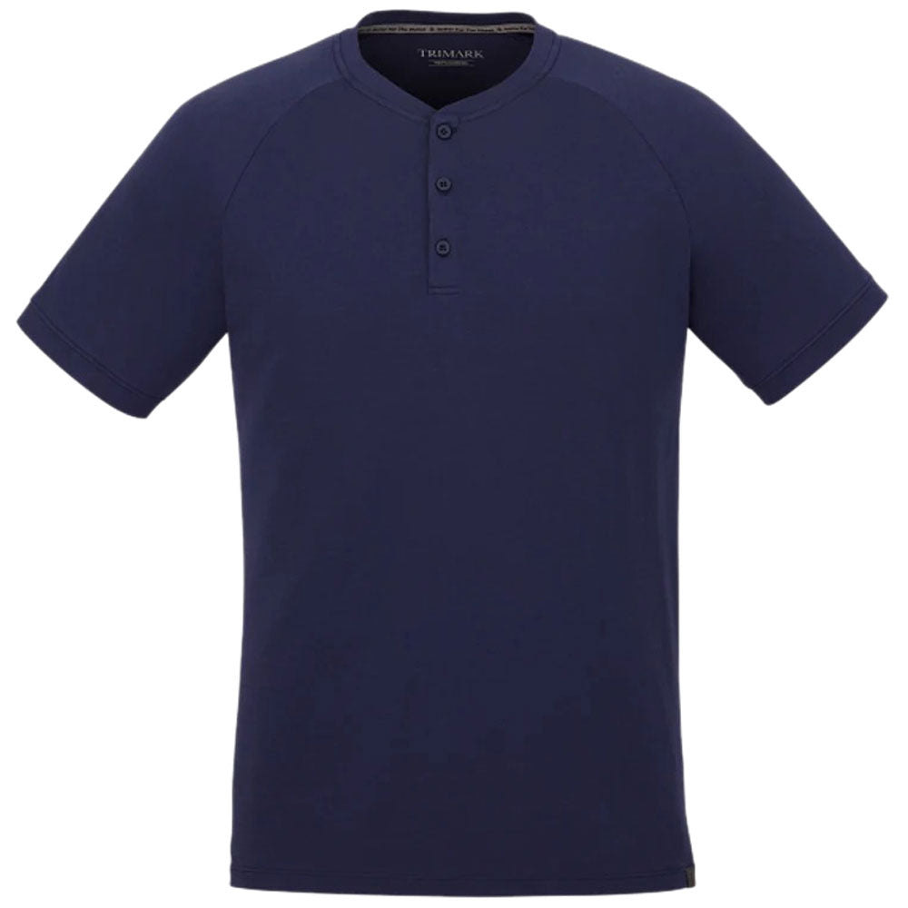 Elevate Men's Vintage Navy Somoto Eco Short Sleeve Henley - A Stylish and Sustainable Choice