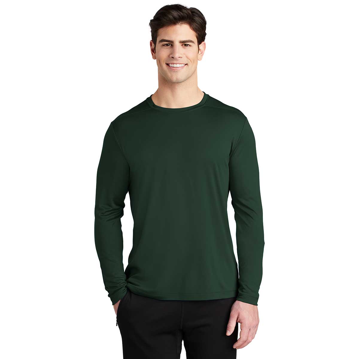 Sport-Tek Men's Forest Green Posi-UV Pro: The Ultimate Long Sleeve Tee