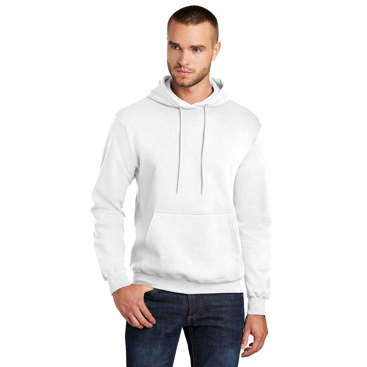 Port & Company Men's Tall White Core Fleece Pullover Hoodie - Ultimate Comfort!