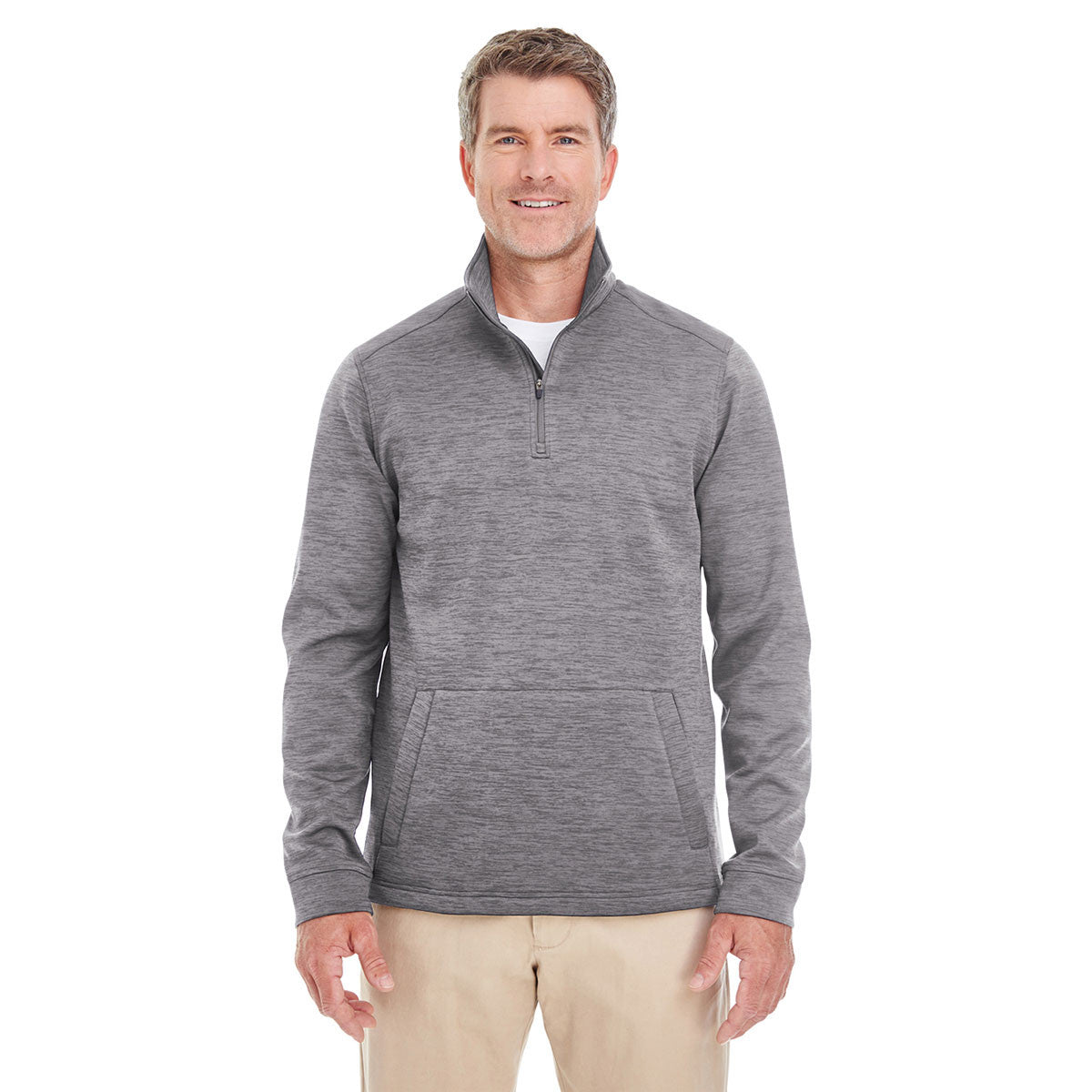 Devon & Jones Men's Stunning Dark Grey Heather Newbury Melange Fleece Quarter-zip - Grab Yours Now!