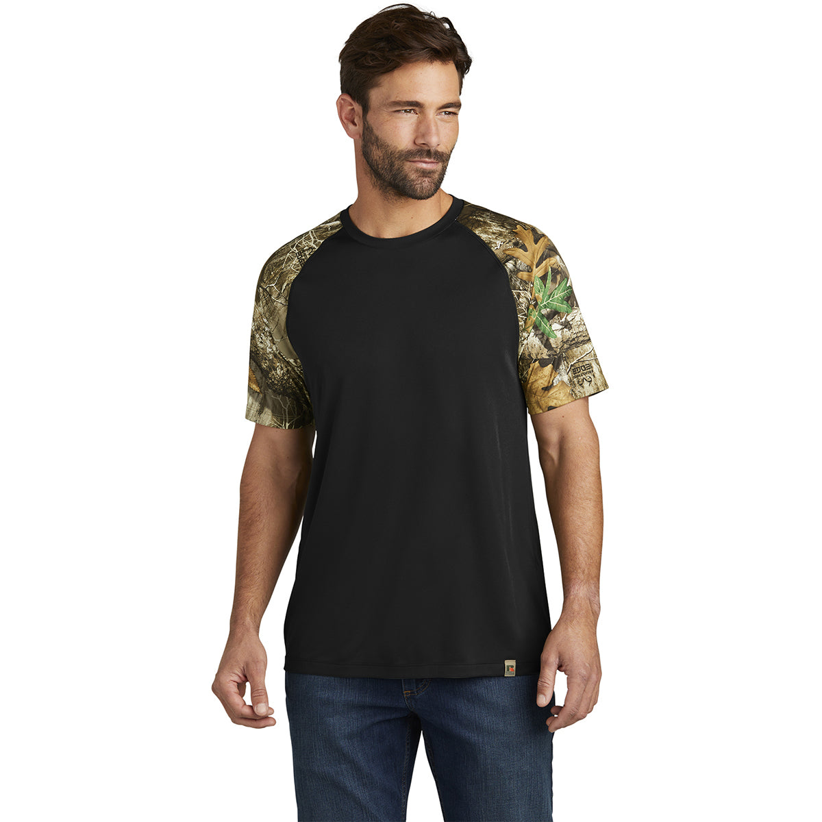 Russell Outdoors Men's Striking Black/Realtree Edge Colorblock Performance Tee