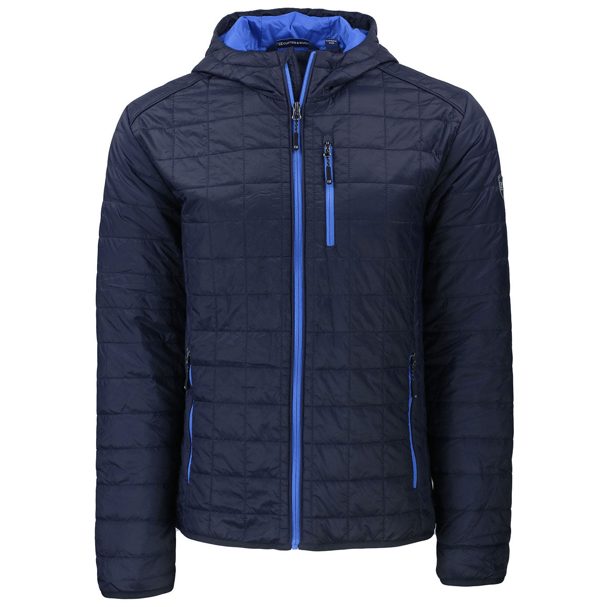 Cutter & Buck Men's Dark Navy Rainier Primaloft Eco Full Zip Hooded Jacket - Your Ultimate Adventure Companion