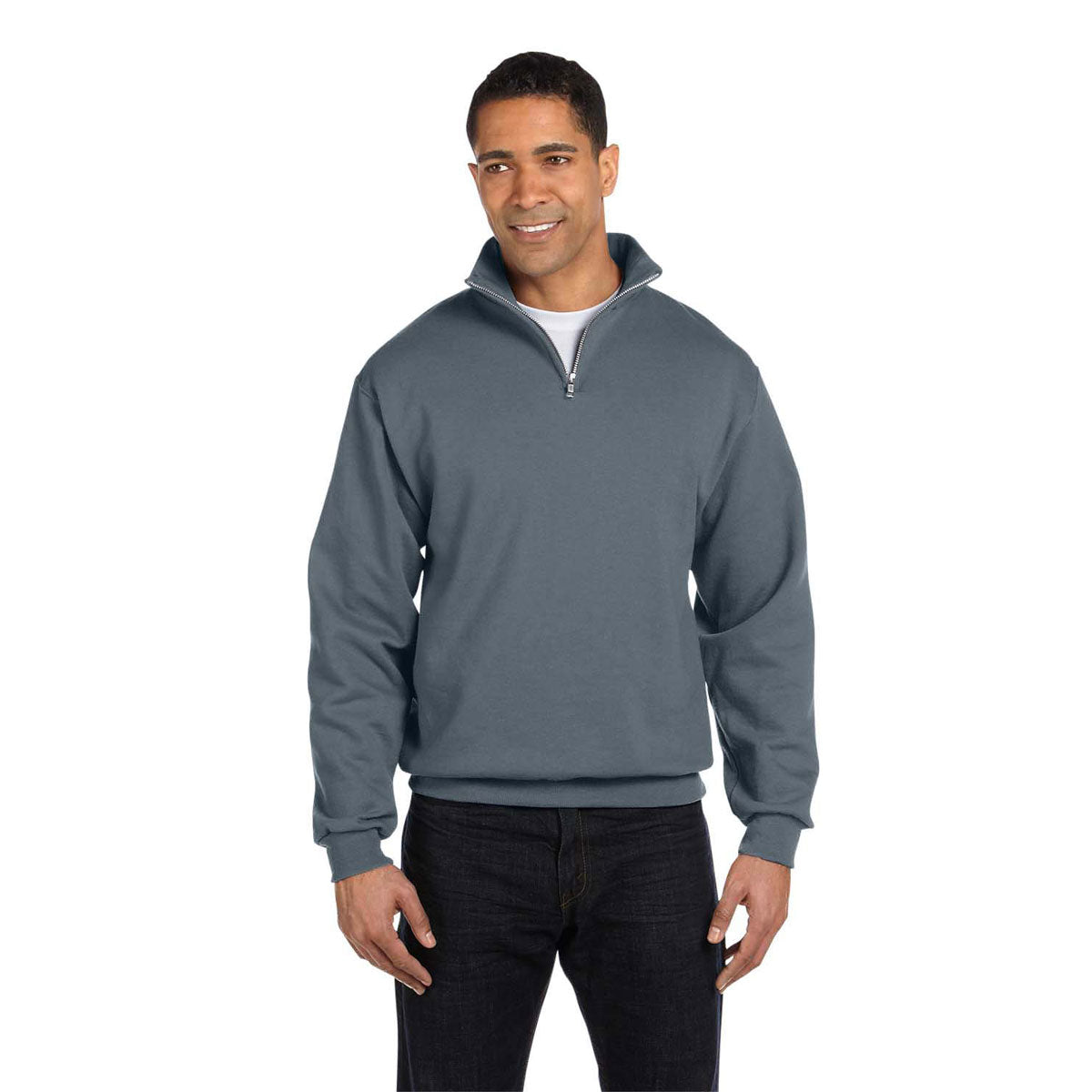 Jerzees Men's Charcoal Grey 8 Oz. Nublend Quarter-Zip Cadet Collar Sweatshirt - Ideal for Brand Promotion