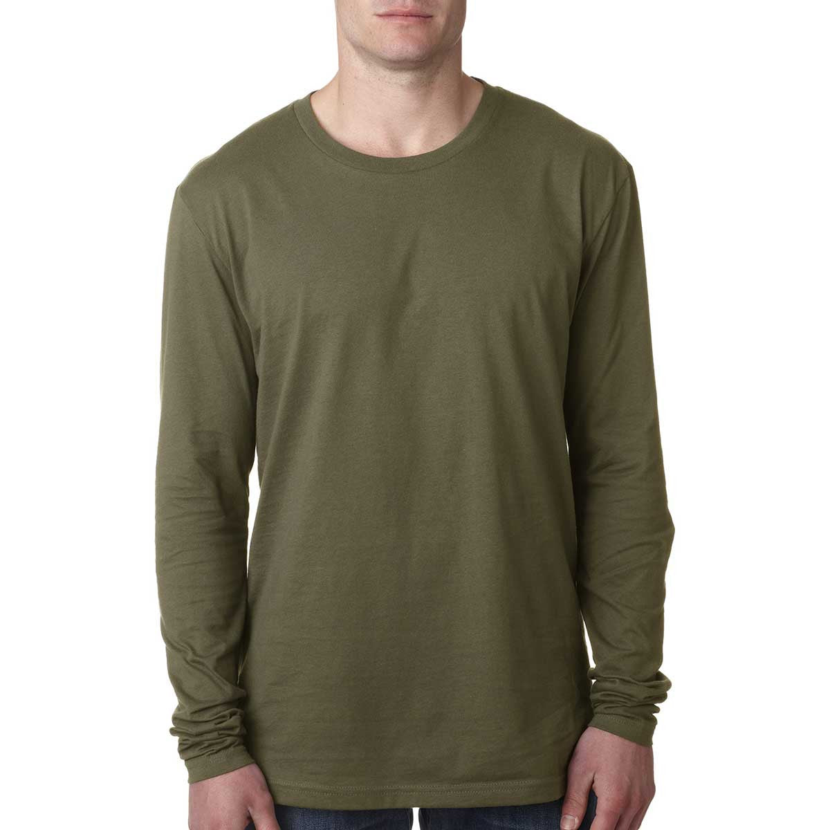 Next Level Men's Military Green Premium Fitted Long-Sleeve Crew Tee: An Unbeatable Classic