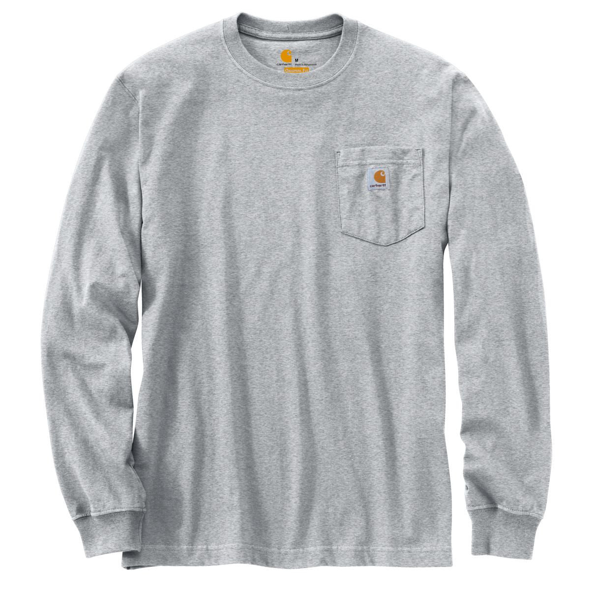 Carhartt Men's Heather Grey Pocket Long Sleeve Work T-Shirt - Ideal for Active Men