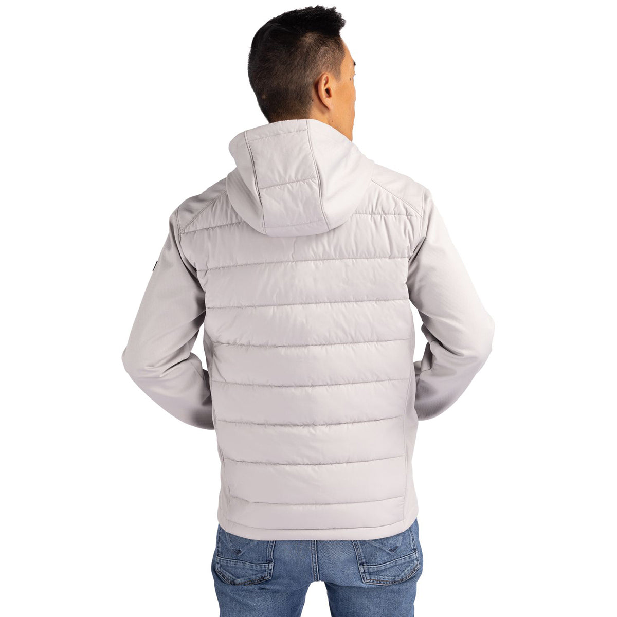 Cutter & Buck Men's CONCRETE Evoke Hybrid Eco Softshell: Recycled, Warm & Waterproof Full Zip Hooded Jacket