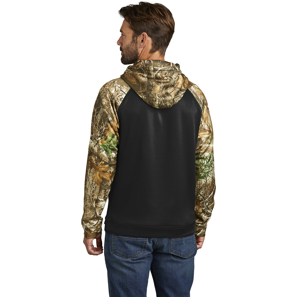 Russell Outdoors Men's Stylish Black/Realtree Edge Performance Colorblock Pullover Hoodie