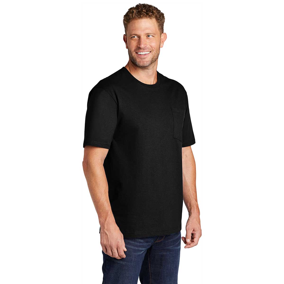 CornerStone Men's Stylish Black Workwear Short Sleeve Pocket Tee