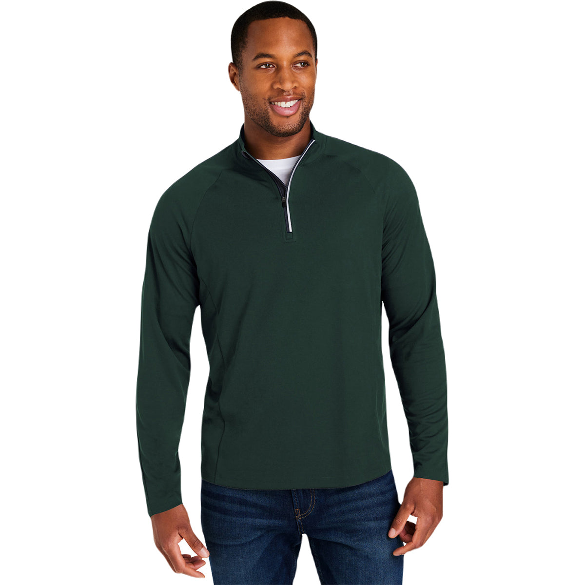 Core 365 Men's Stunning Forest/Carbon Origin Performance Pique Quarter Zip