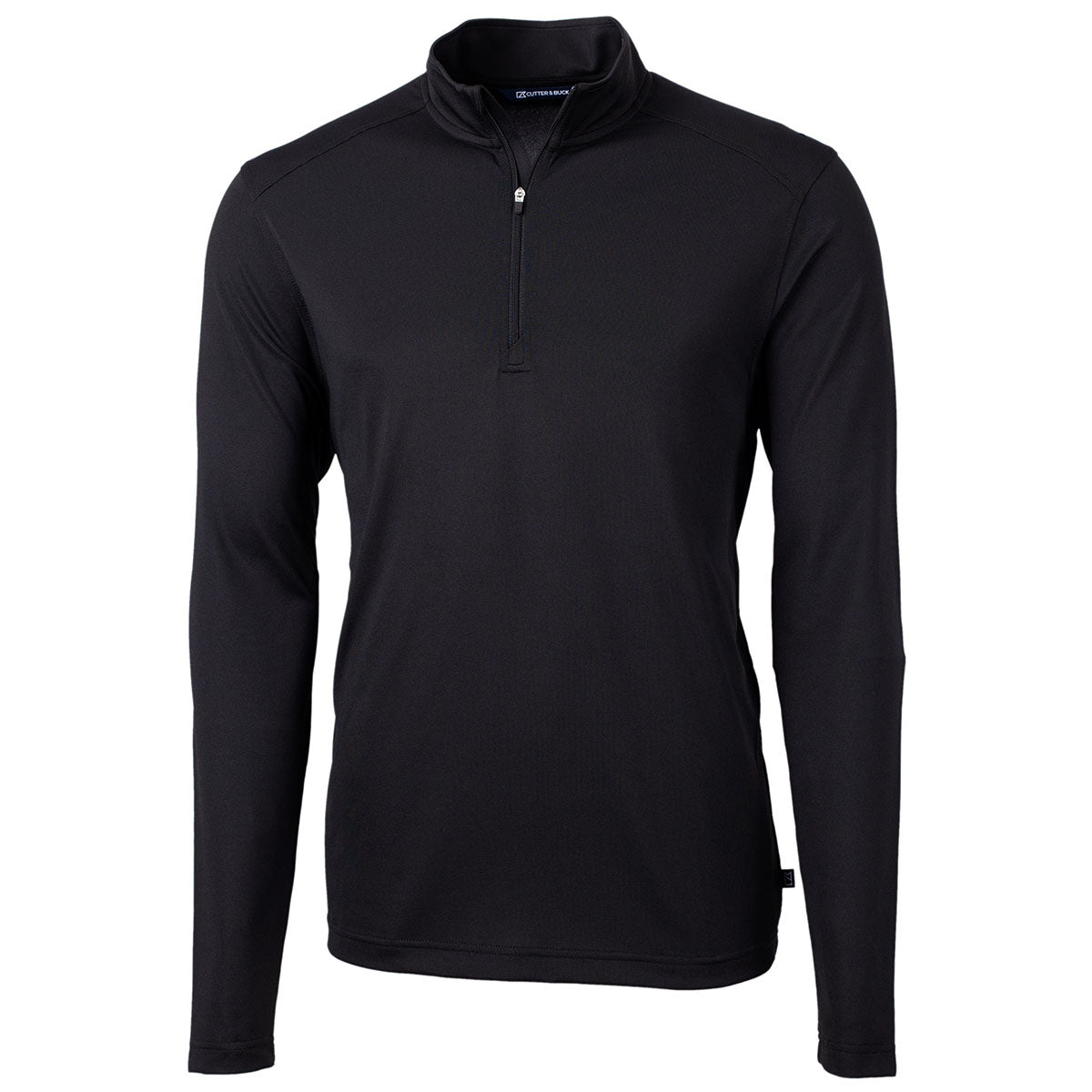 Cutter & Buck Men's Stylish Black Virtue Eco Pique Recycled Quarter Zip - Ideal for All-Year Wear