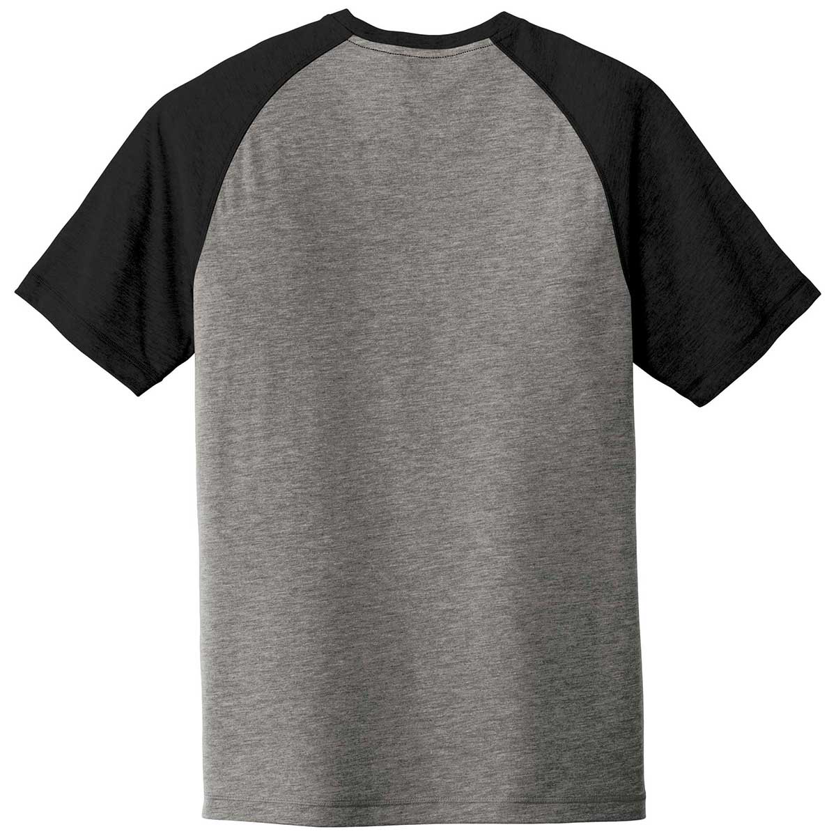 Sport-Tek Men's Black Triad Solid/Dark Grey Heather PosiCharge Tri-Blend Wicking Raglan Tee - A Must-Have for Corporate Athletes