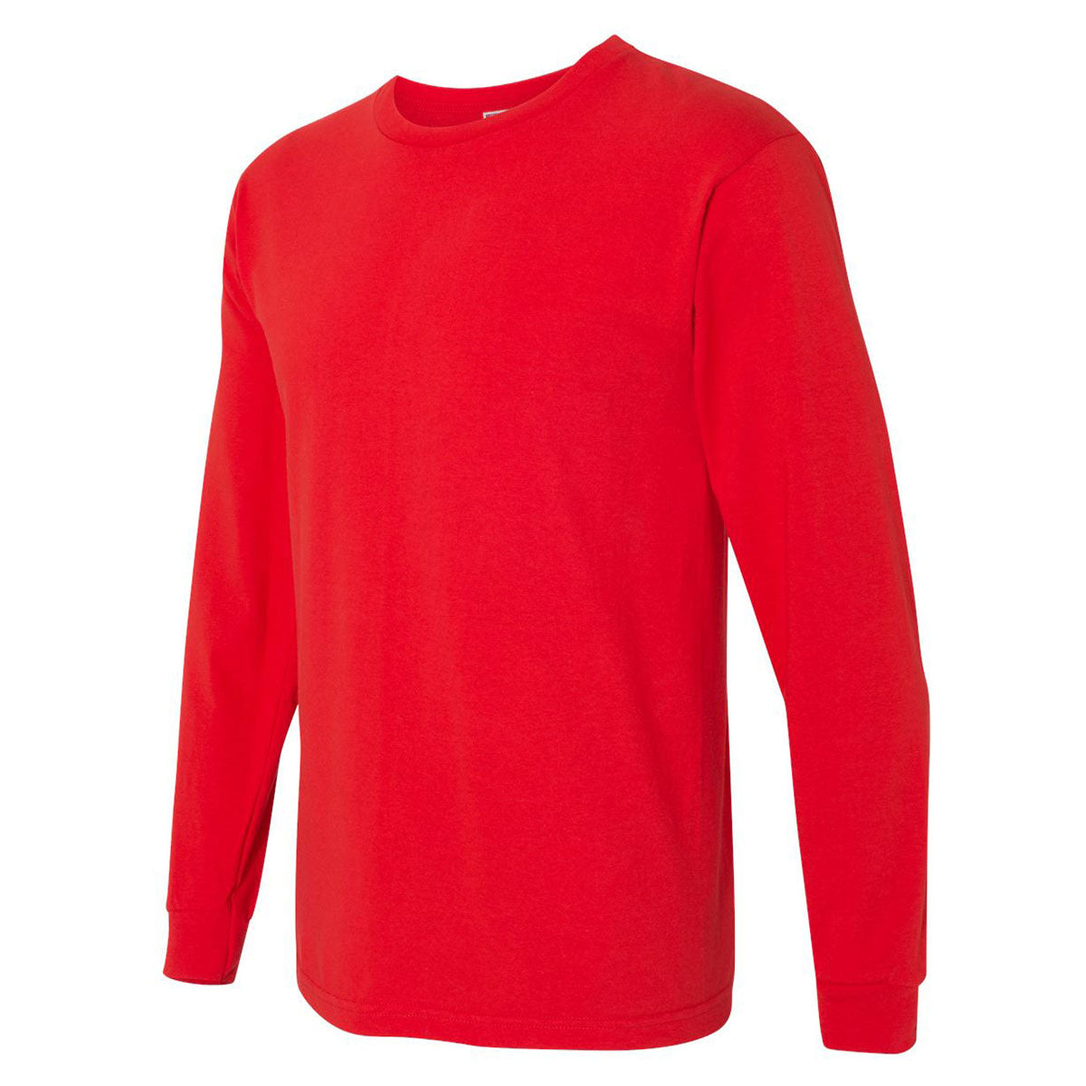 Bayside Men's USA-Made Red 100% Cotton Long Sleeve T-Shirt - Ideal for Custom Logos