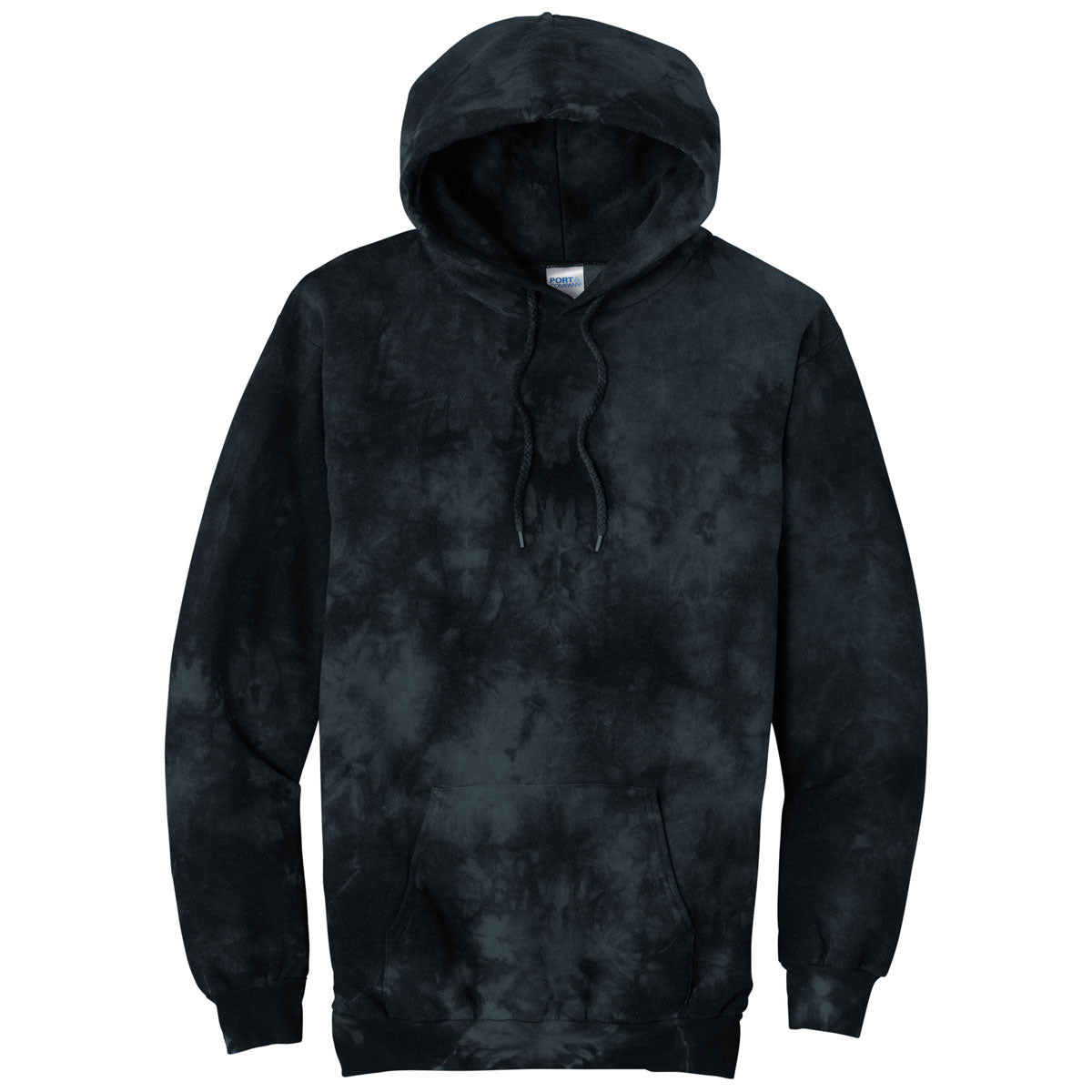 Port & Company Men's Stunning Black Crystal Tie - Dye Pullover Hoodie