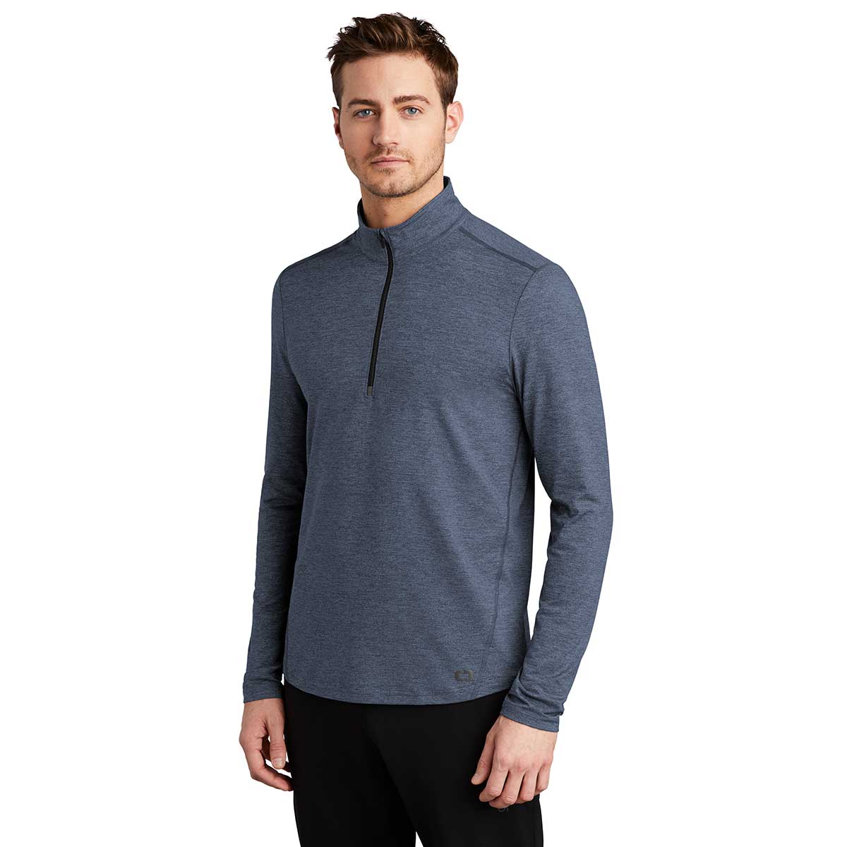 OGIO Men's Stunning Blue Indigo Heather Endurance Force Quarter Zip - Ideal for Gym & Outdoor