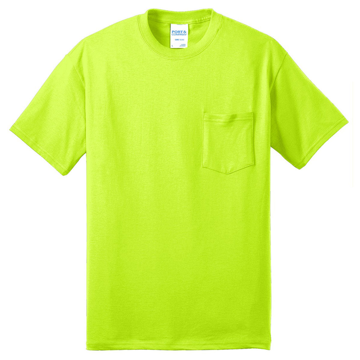 Port & Company Men's Safety Green Core Blend Pocket Tee - An Eco - Friendly and Comfortable Choice