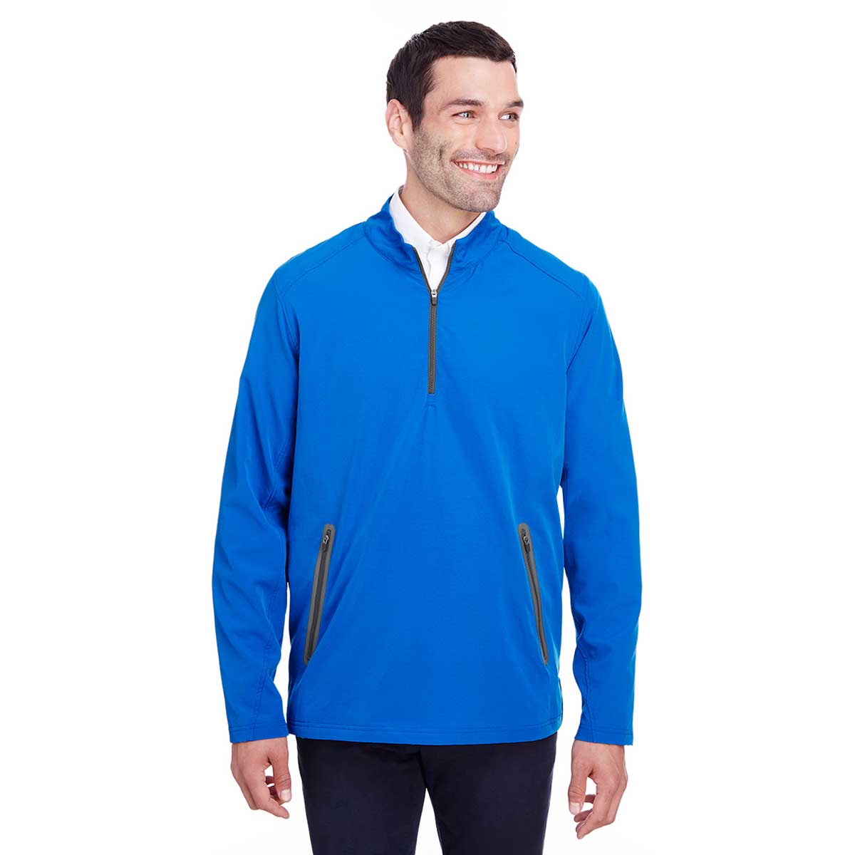 North End Men's Olympic Blue/Carbon Quest Stretch Quarter-Zip - Ultimate Comfort & Style