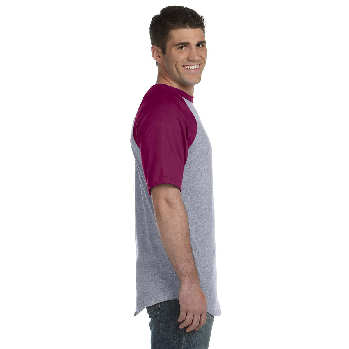 Augusta Sportswear Men's Athletic Short-Sleeve Baseball Jersey in Heather/Maroon - A Must-Have!