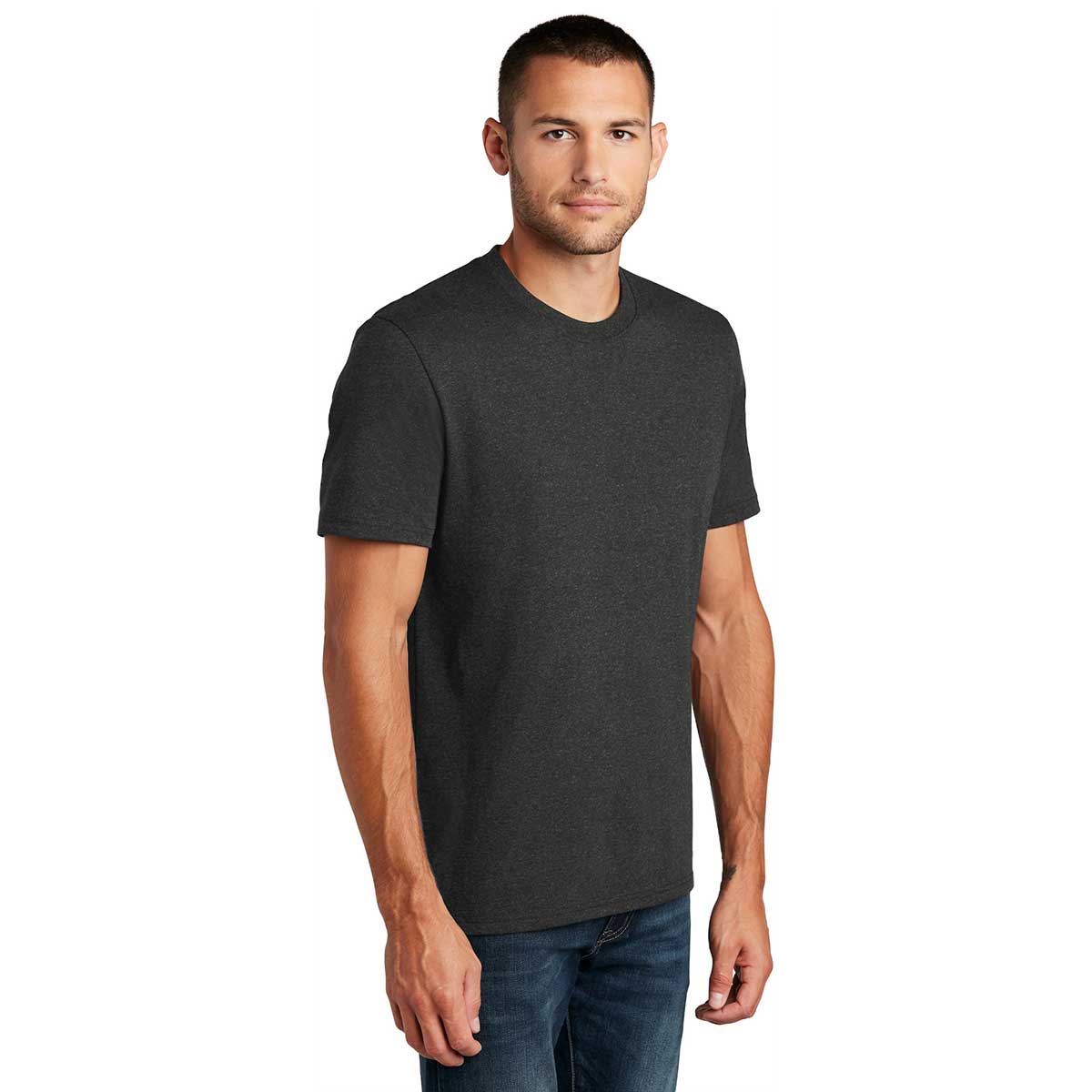 District Men's Charcoal Heather Re-Tee: Sustainable Style for Men