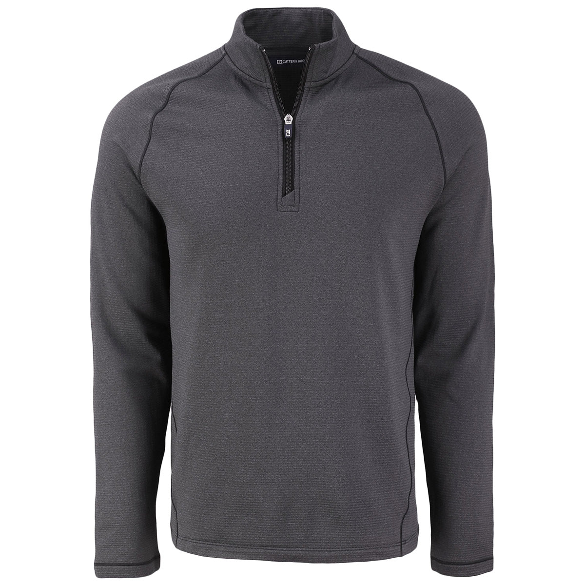 Cutter & Buck Men's Stylish Black Heather Peshastin Eco Fleece Recycled Half Zip Pullover - A Must-Have!