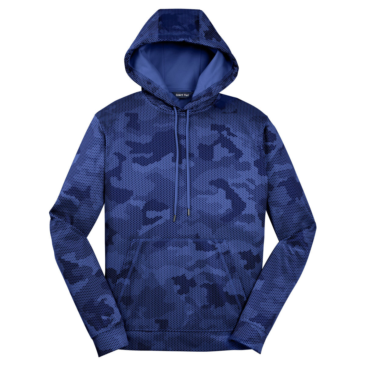 Sport-Tek Men's True Royal Sport-Wick CamoHex Fleece: The Ultimate Hooded Pullover