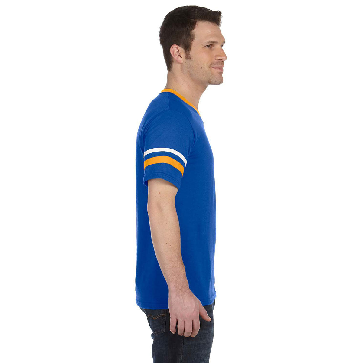 Augusta Sportswear Men's Royal/Gold/White Sleeve Stripe Stylish Jersey