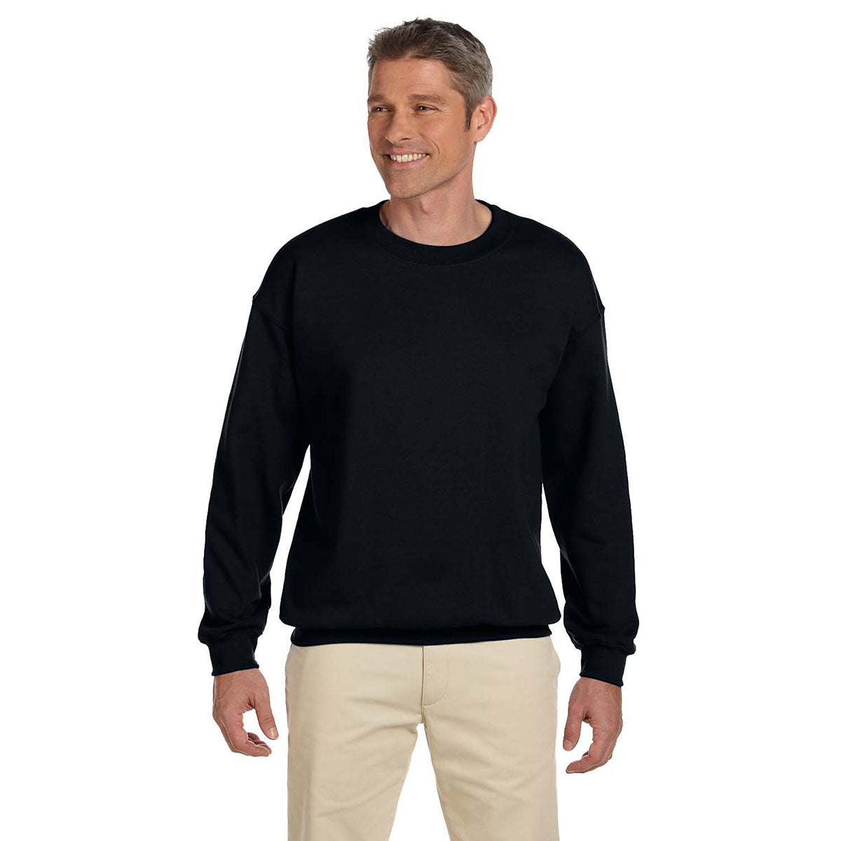 Hanes Men's Black 9.7 oz. Ultimate Cotton 90/10 Fleece Crew
