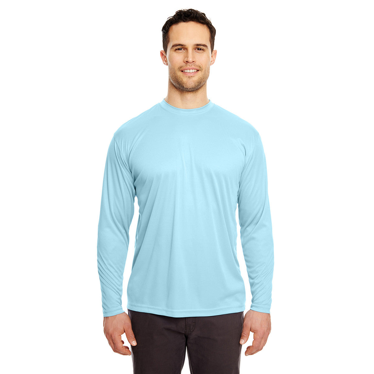 UltraClub Men's Ice Blue Cool & Dry Long-Sleeve Performance T-Shirt - The Ultimate Sports Essential
