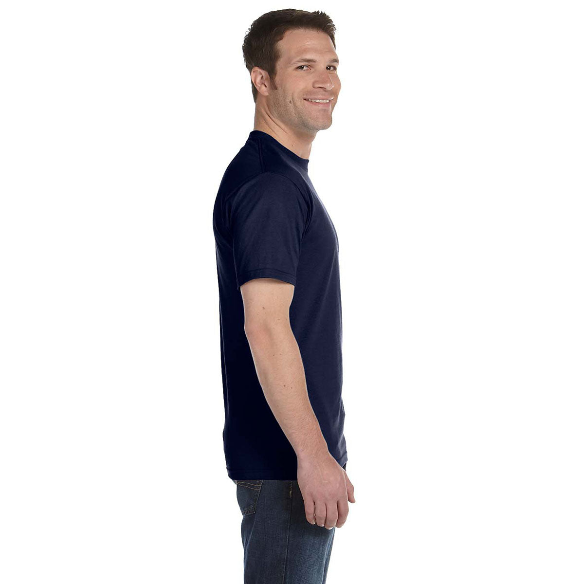 Hanes Men's Navy 5.2 oz. ComfortSoft Cotton Customizable T-Shirt