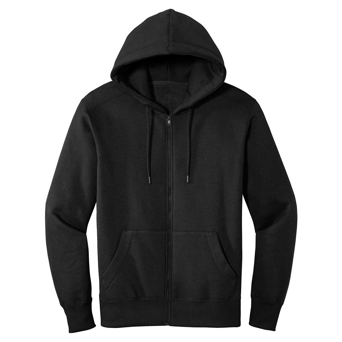 District Men's Jet Black Ideal Weight Fleece Full-Zip Hoodie - A Must-Have!