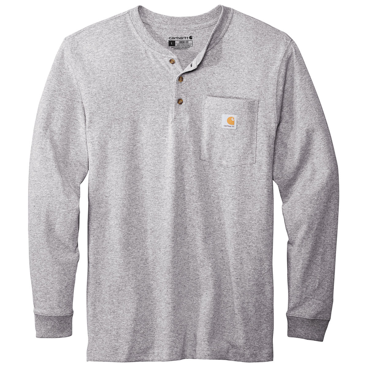 Carhartt Men's Stunning Heather Grey Long Sleeve Henley T-Shirt - Grab Yours Now!